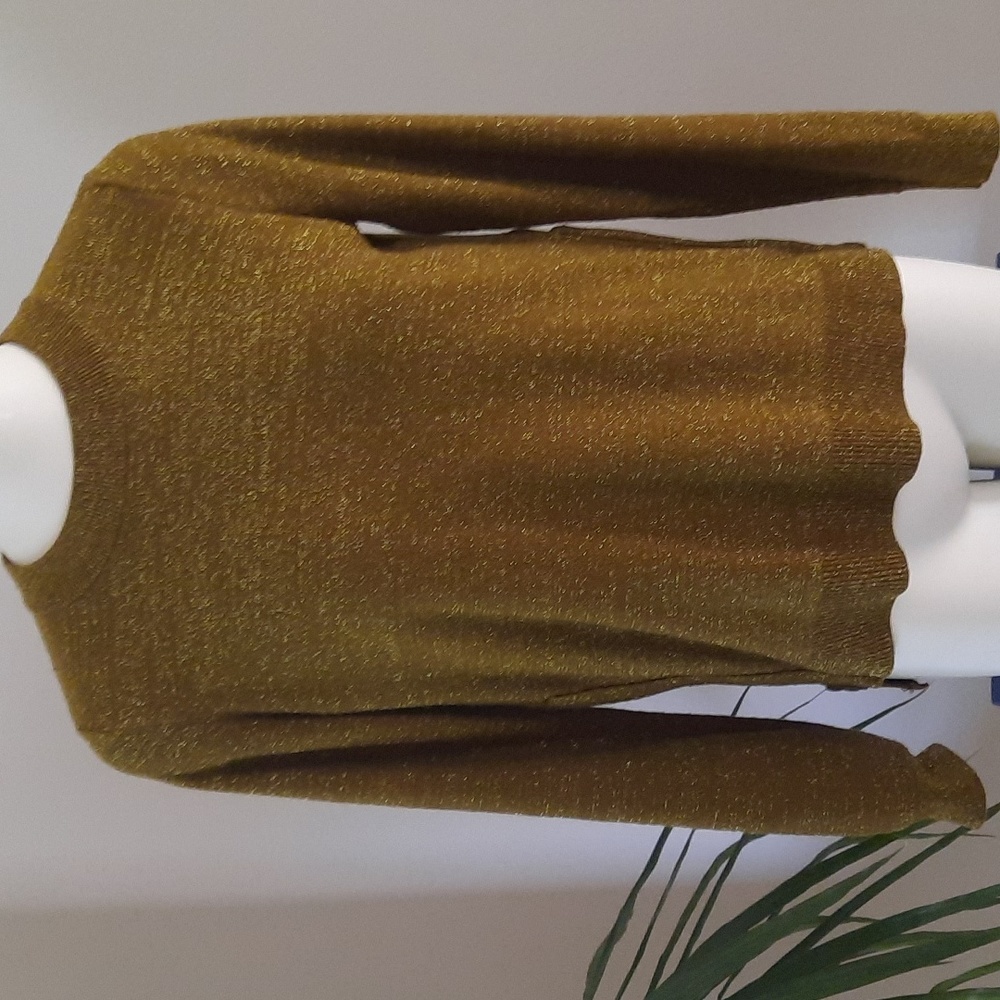 H&M crew neck side zipper gold thread sweater